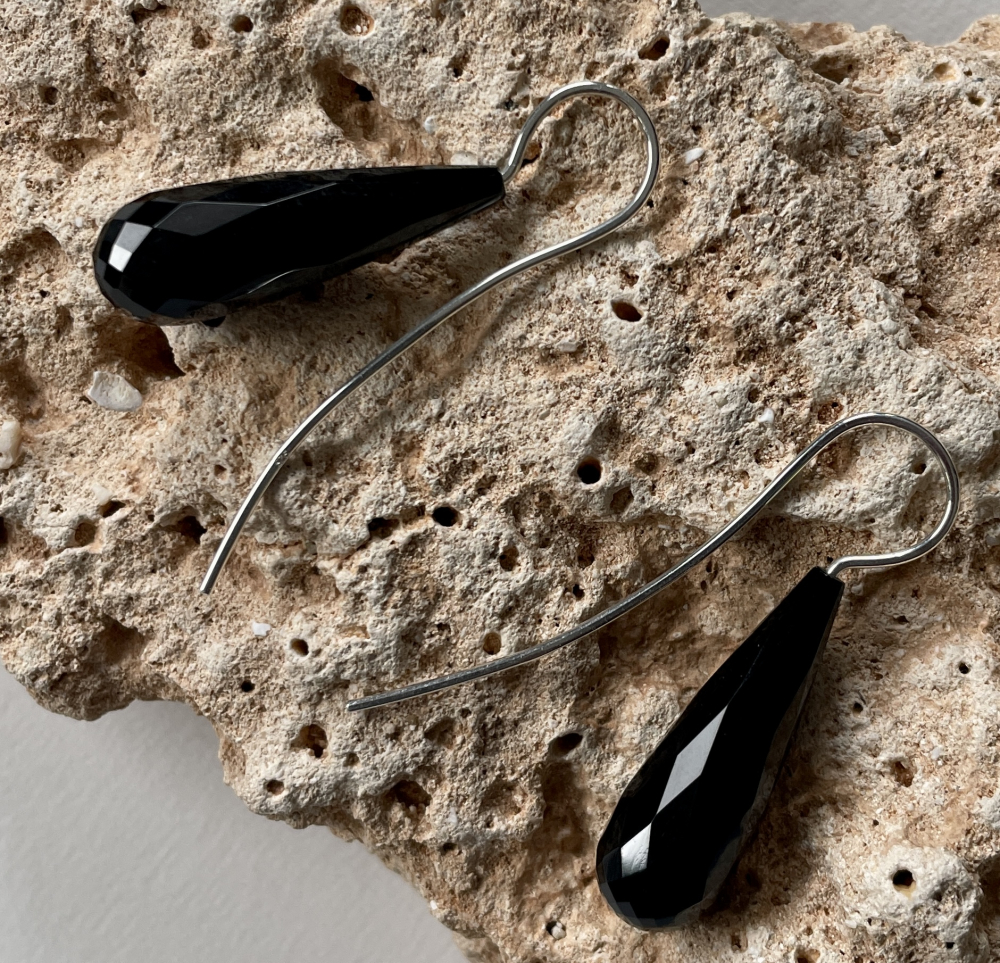Onyx-Ohrhänger Pampeln fac. 30 x 10 mm 925 Silber